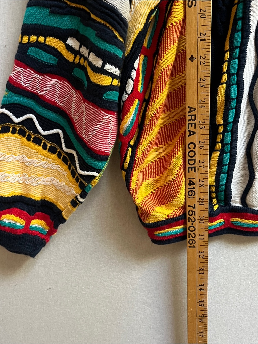 Vintage Saxony Multicolor 3D Knit Cotton Cardigan XL - Picture 7 of 10